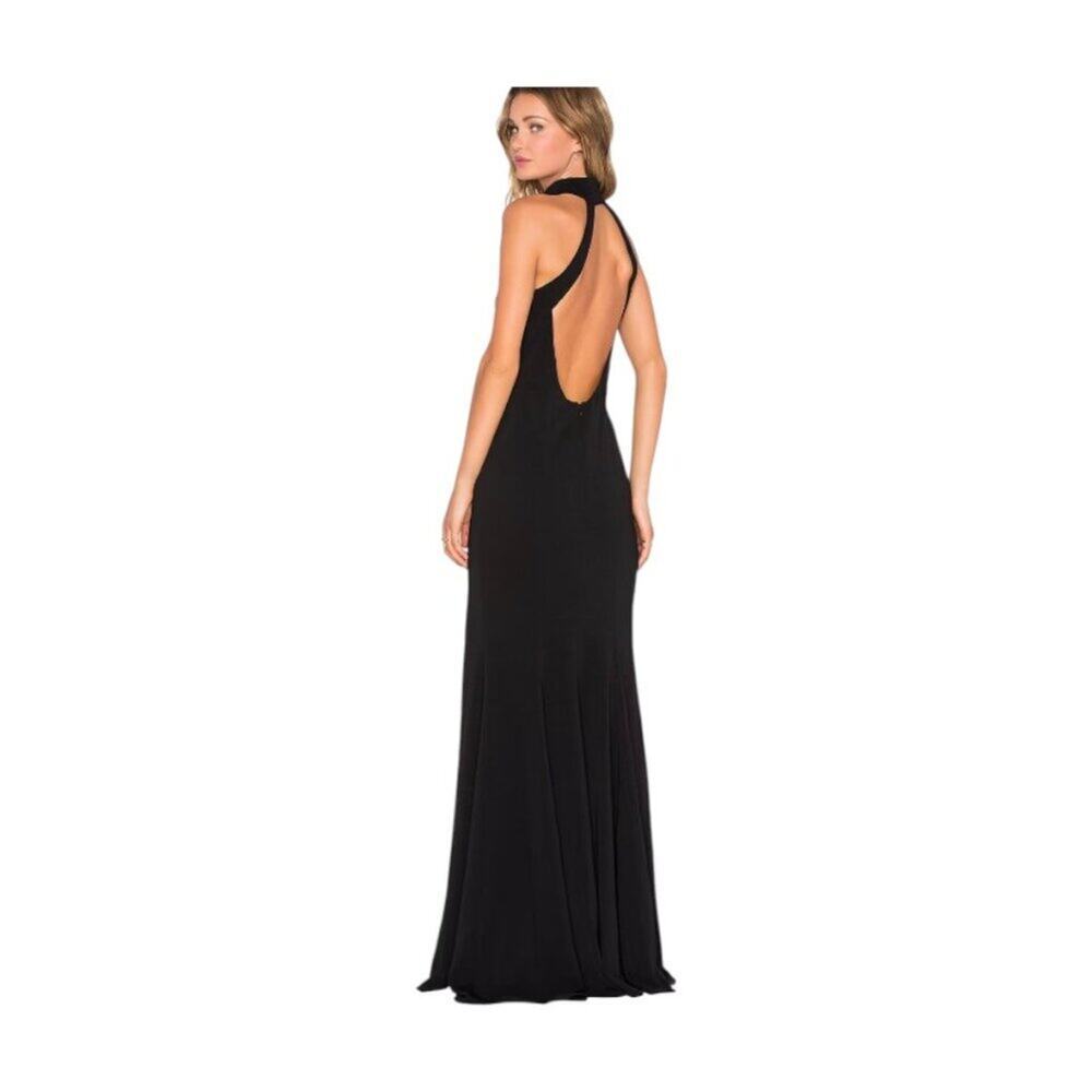 New! Revolve Jay Godfrey  Cameo Halter Neck Slit Maxi Dress Black Size 8